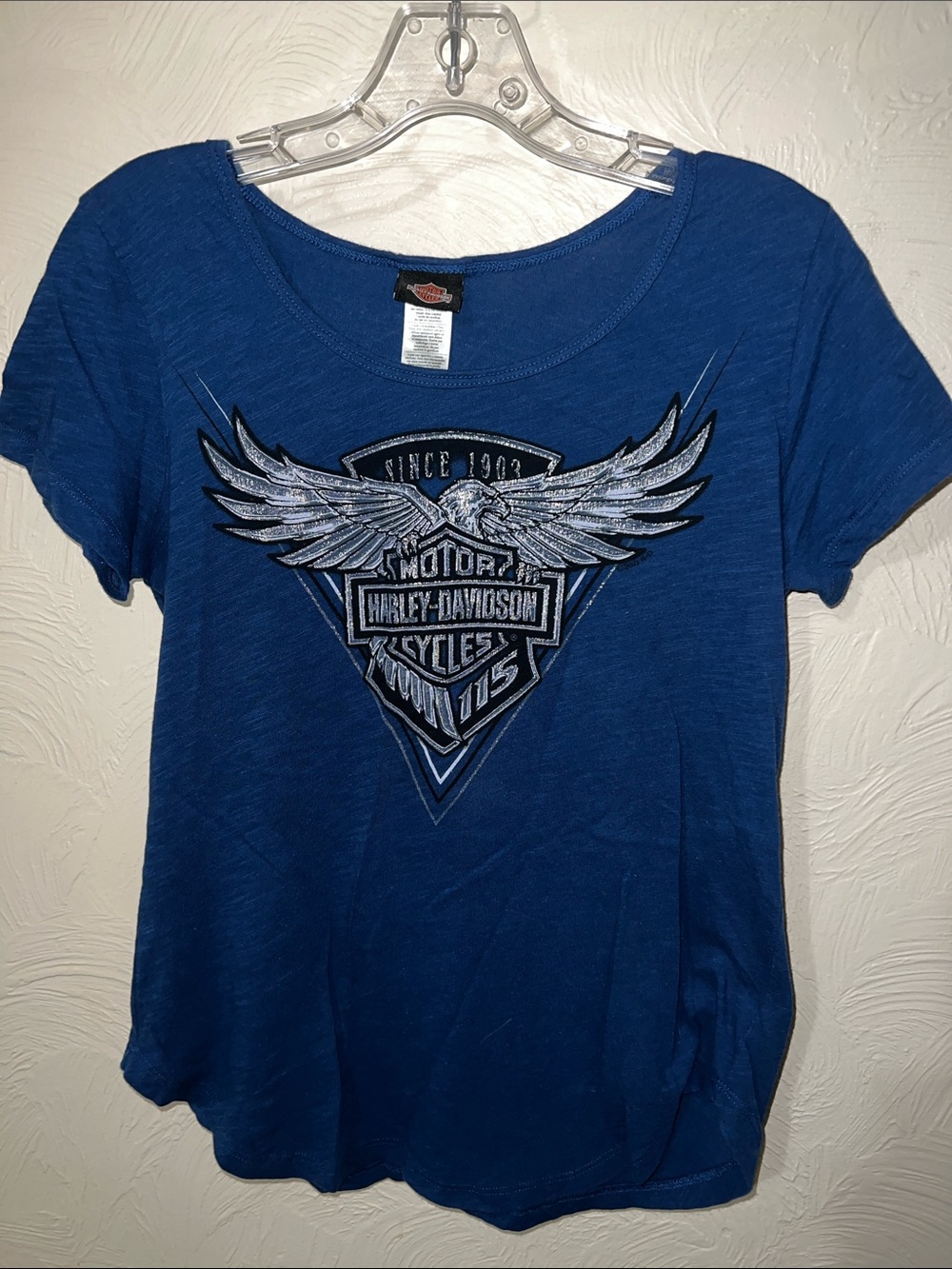 Harley-Davidson Royal Blue Short Sleeve Tee with Winged Shield Graphic